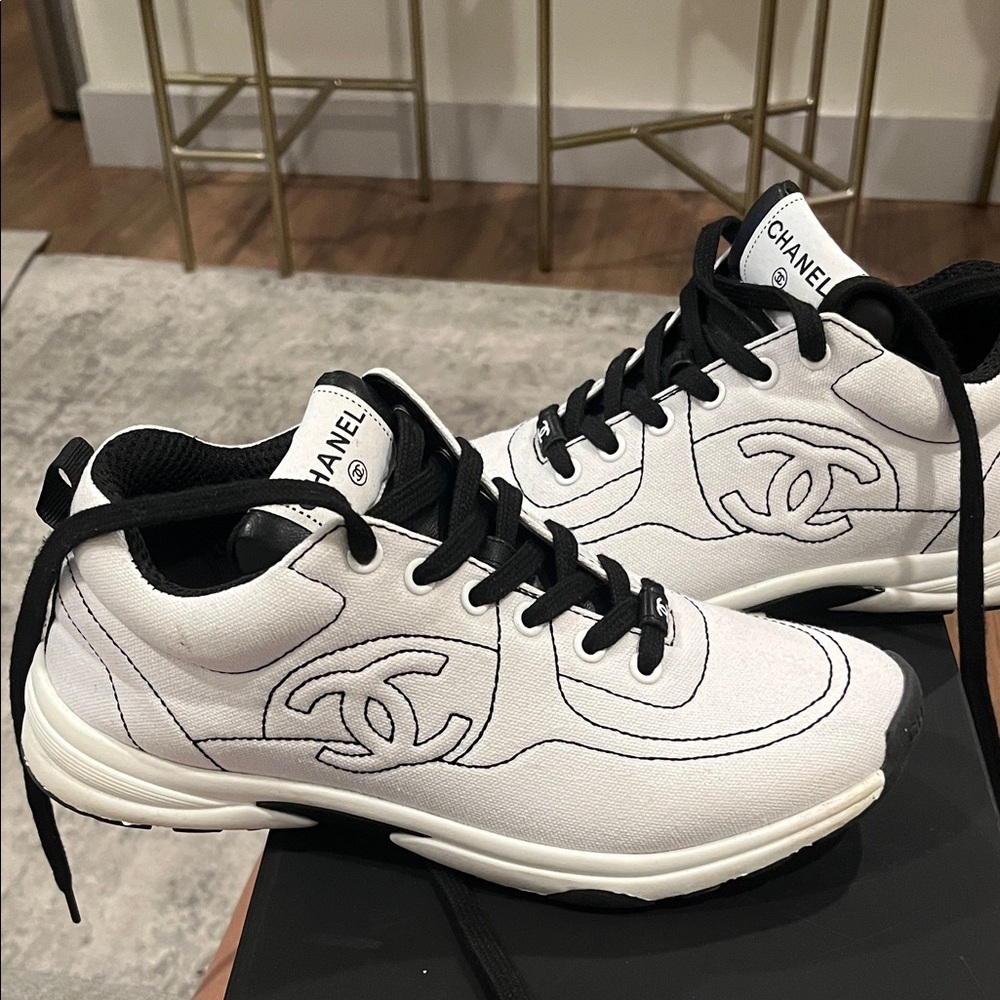 CHANEL Monochrome Logo Sneakers